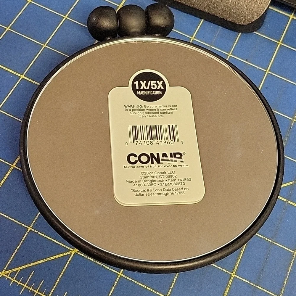 Conair Black 2-in-1 Magnifying Handheld or Tabletop Mirror New